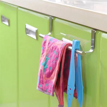 

Stainless Steel Home Cabinet Cupboard Door Hook Towel Bar Rack Hanging Rail Kitchen Bathroom Towel Bar Accessories