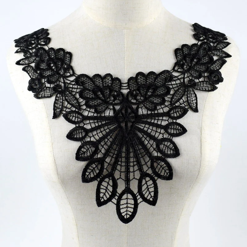 1pc Black Lace Applique Trim Neckline Collar Lace Fabric Scrapbooking