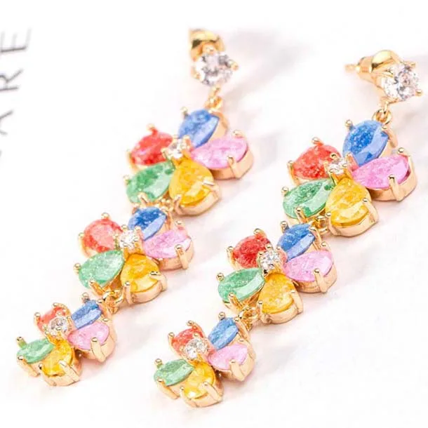 

Korean jewelry trend of high-grade CZ earrings exaggerated Ice