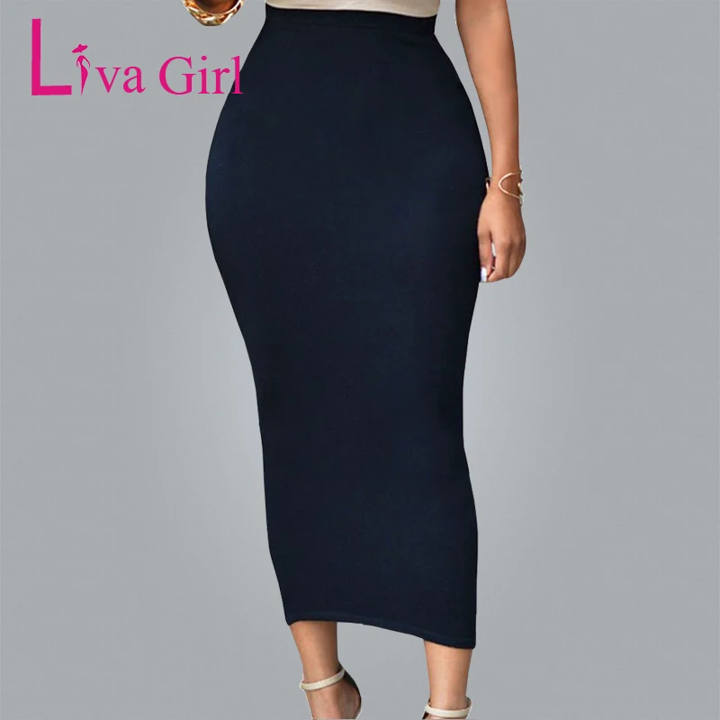 Hot Sale Pencil Skirt Jupe Femme Midi Long Skirts For Women Sexy Bodycon Skirt Elastic High Waist Casual Women Package Hip Skirt Skirts