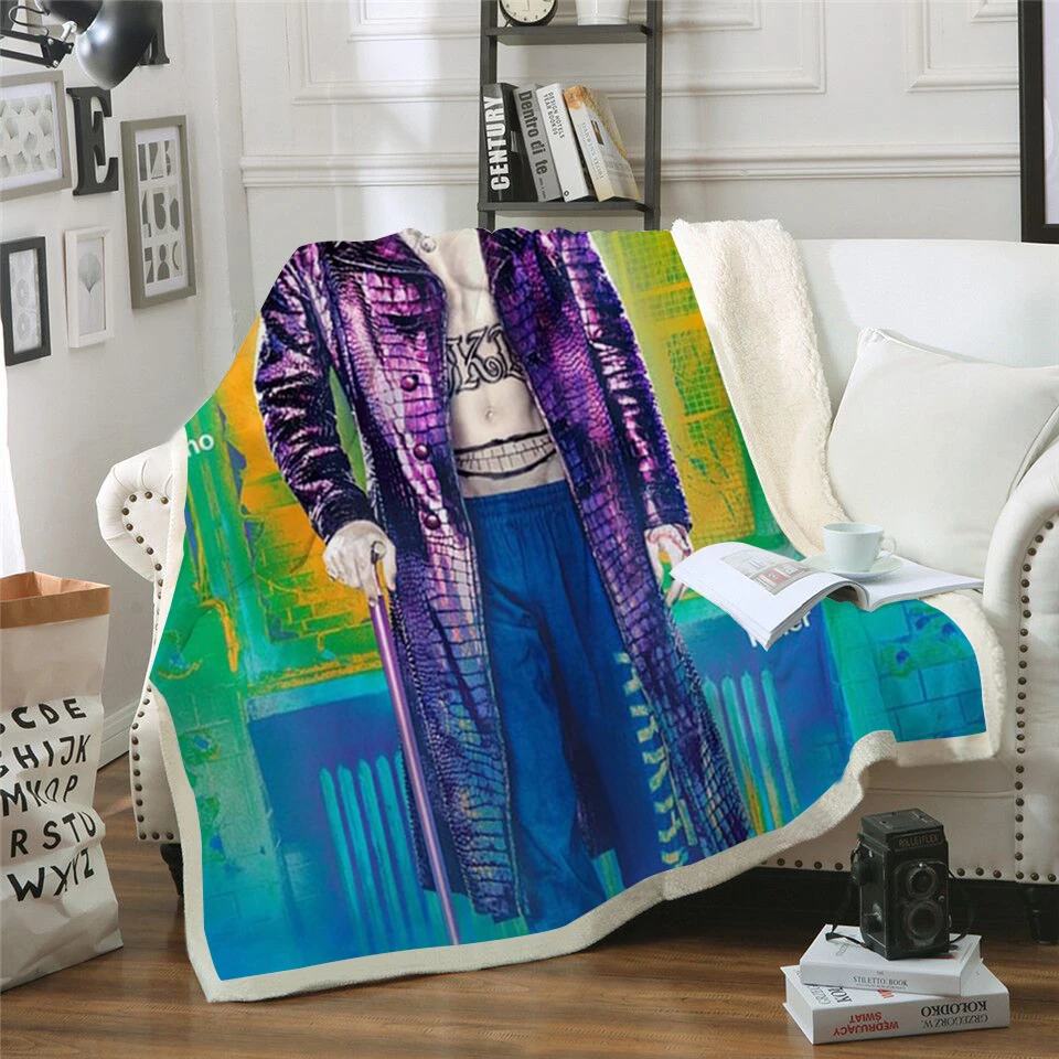 

Joker Killer 3D Printed Sherpa Blanket Couch Quilt Cover Travel Bedding Outlet Velvet Plush Throw Fleece Blanket Bedspread New