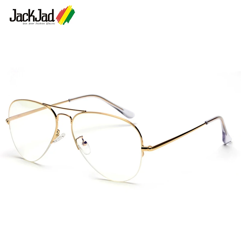 

JackJad Vintage Half Frame Aviation Metal 6589 Style Plain Glasses Fashion Brand Design Eyewear Frame Eyeglasses Oculos De Grau