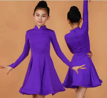 Новинка года, платье для латиноамериканских танцев для девочек, 7 цветов, красный, зеленый, синий, для детей, для фитнеса, для детей, для самбы, Чача Румба, юбки для танцев для девочек - Цвет: purple Roland  A01