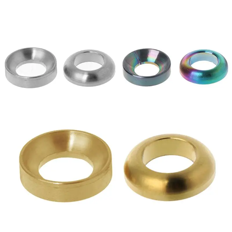 

2 Pcs/Set Bicycle Spacer Hydraulic Brake Caliper M6 Titanium Alloy MTB Bike Parts Repair Convex Concave Hollow Washer Rings