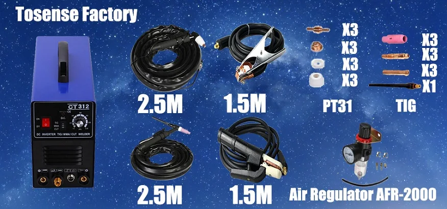Tosense 110/220V двойное напряжение 3 в 1 Многофункциональный сварочный аппарат TIG дуговой сварочный аппарат плазменной резки CT312 с бесплатным аксессуаром