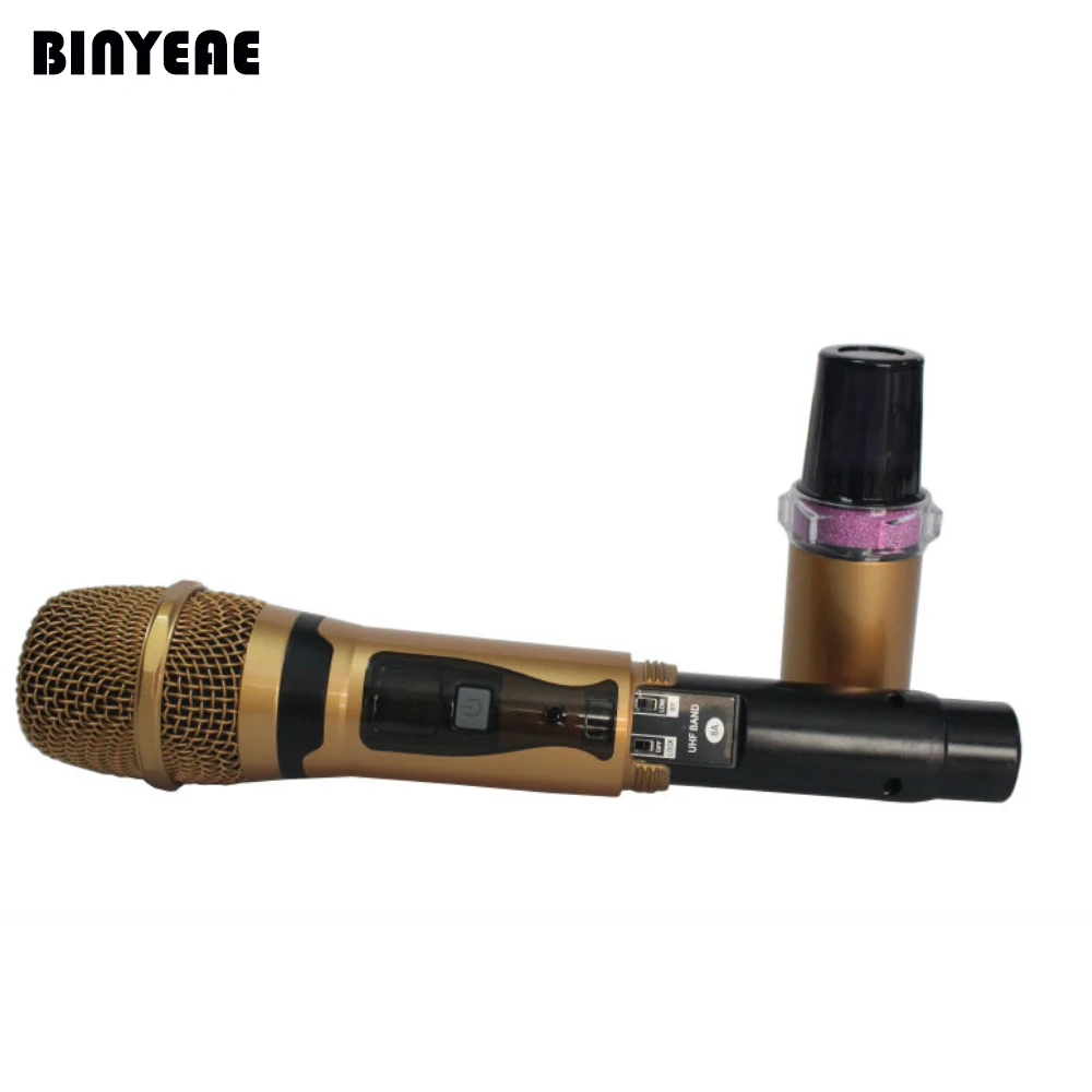 BINEAE PG-368 двухканальный динамический Professional 2 Ручной беспроводной микрофон для домашнего кинотеатра караоке музыка системы золото металл