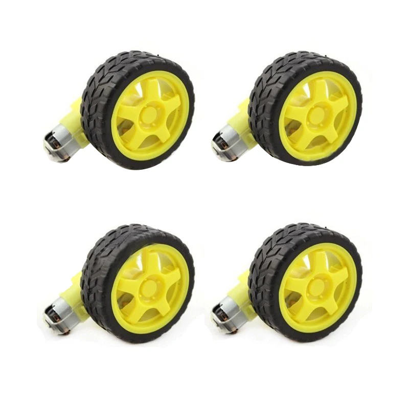 

4 Pcs For Arduino Smart Car Robot Plastic Tire Wheel with DC 3-6V Gear Motor