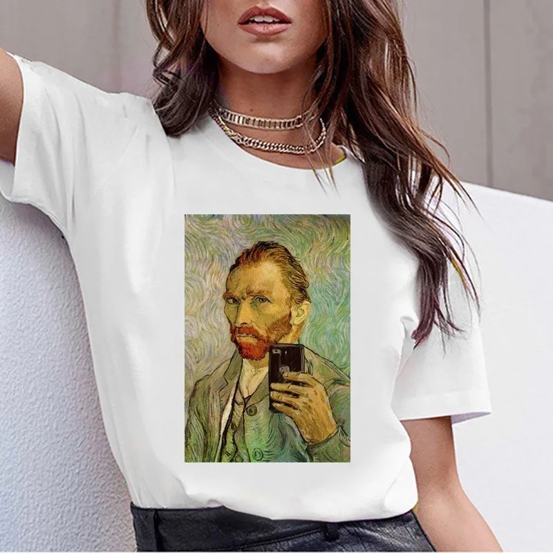 Футболка Grunge Aesthtic Van Gogh футболка с художественной росписью Женская забавная футболка с коротким рукавом Harajuku Ullzang Футболка Топ Футболки женские - Цвет: 5