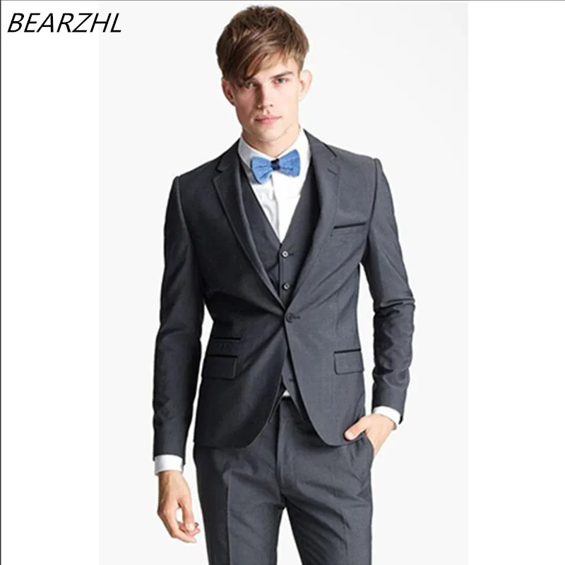 Мужской деловой Обычный костюм для мужчин костюмы одежда жениха костюм из 3 предметов свадебный смокинг