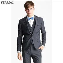 Мужской деловой Обычный костюм для мужчин костюмы одежда жениха костюм из 3 предметов свадебный смокинг