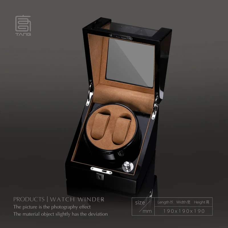 Высокое качество модные деревянные часы моталки черный цвет 2 слота часы хранения моталки часы подарок моталки Мужские механические моталки A092