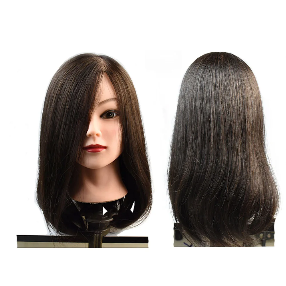 

Hot selling 100% Real Human Hair 20inch Training Head Black For Salon Hairdressing Mannequin Dolls Professional Styling Head