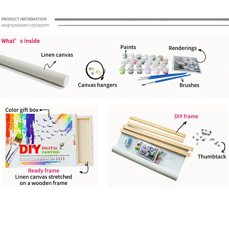 GATYZTORY Рамка Картина DIY Краска по номерам рисунок Краска Современная Настенная живопись холст картина по номерам для домашнего декора