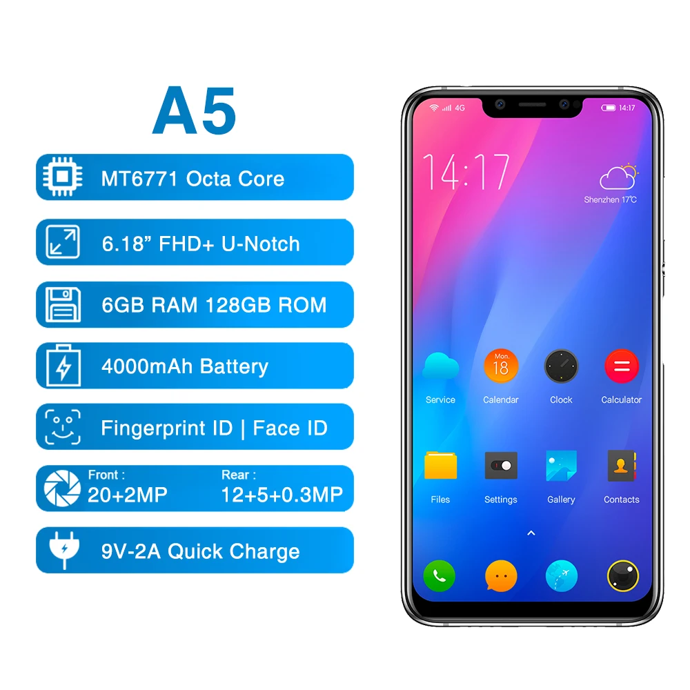 Elephone A5 6 ГБ 128 Гб мобильный телефон Android 8 1 MTK6771 Восьмиядерный 18 дюймов u образный