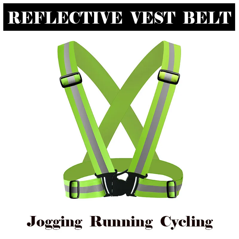 

Reflective Safety Vest belt high visibility Reflective elasticated Strips waistcoat belt for night Jogging Running Cycling