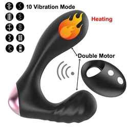 10 Mode Heating Double Motor USB Rechargeable Male Prostate Massage with Ring Remote Control Anal Vibrator Silicon Sex Toys 10 Mode Heating Double Motor USB Rechargeable Male Prostate Massage with Ring Remote Control Anal Vibrator Silicon Sex Toys