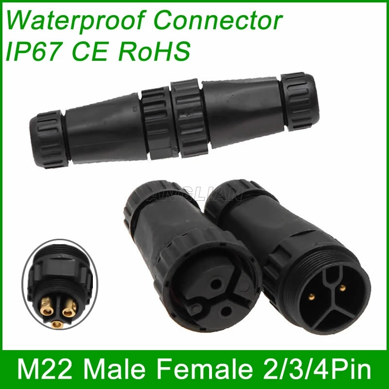 Waterproof Connector LLT-USA M22 IP67 4 Pin  Male and Female plugs quick lock 