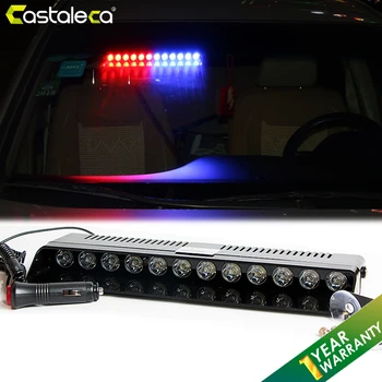 

Castaleca Car Front Windshield Warning Strobe Lights 12 LED Emergency Traffic Signal Police Lamp Automotive Flashing Flasher 12V