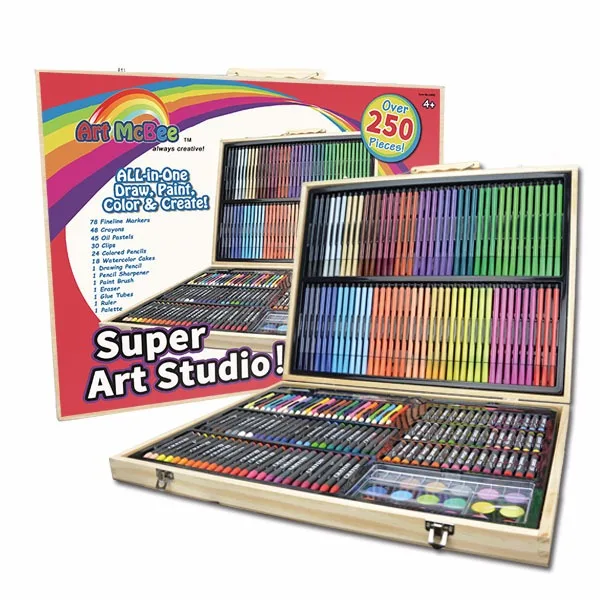 

European McCabe Child Wooden Box Painting Set 250pcs art sets Painting Painting Art Set Gift Box