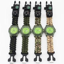 Многофункциональные часы для отдыха на природе, часы для выживания, компас, термометр, спасательная веревка, Паракорд, браслет, аппаратные средства, инструменты