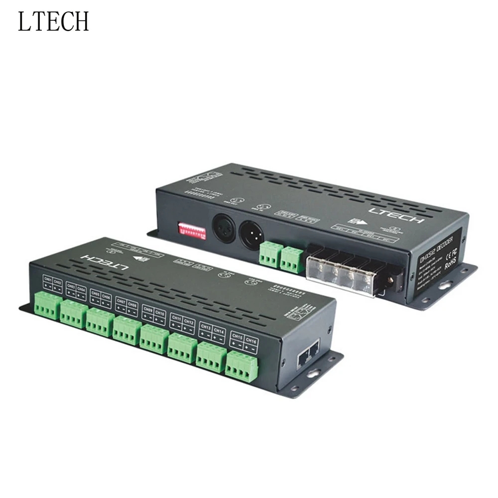 

LTECH LT-880-350 16CH DMX-PWM Decoder DC12-48V Input 350ma*16 Channel Output For Led Lights