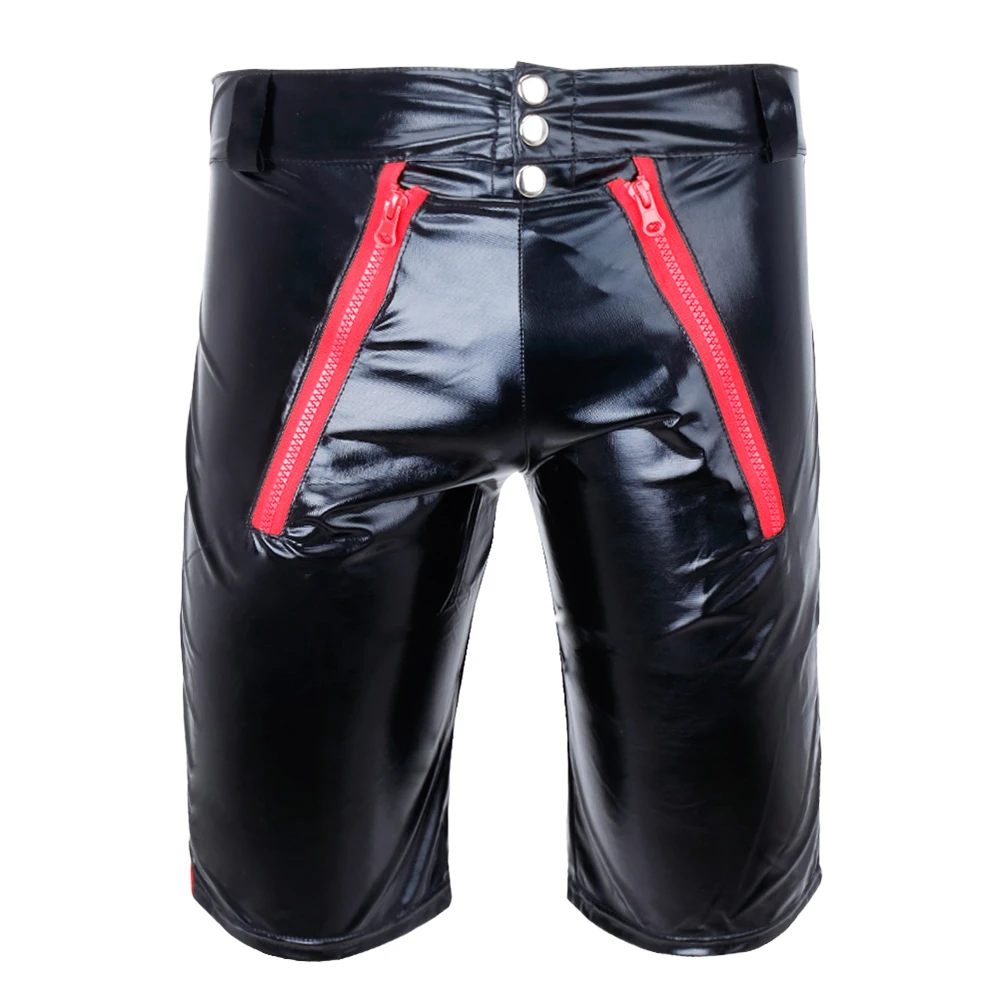 best casual shorts for men iiniim Sexy Men Patent Leather Wetlook Moto Sexy Boxer Shorts Lingerie Opened with Zipper Night Parties Clubwear Shorts smart casual shorts mens