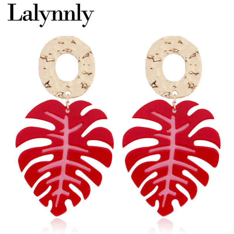 Lalynnly 2018 каучуковые висячие серьги с листьями для женщин Свадебная вечеринка