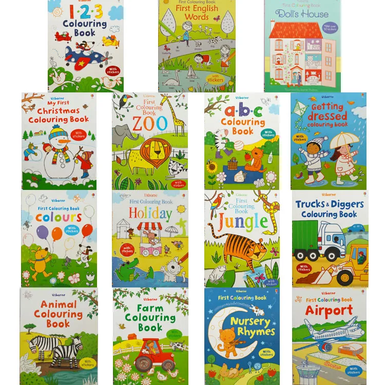 

Scene stickers books baby repeatedly stickers gld3 Children's English picture books play sticker coloring book 5pcs per set