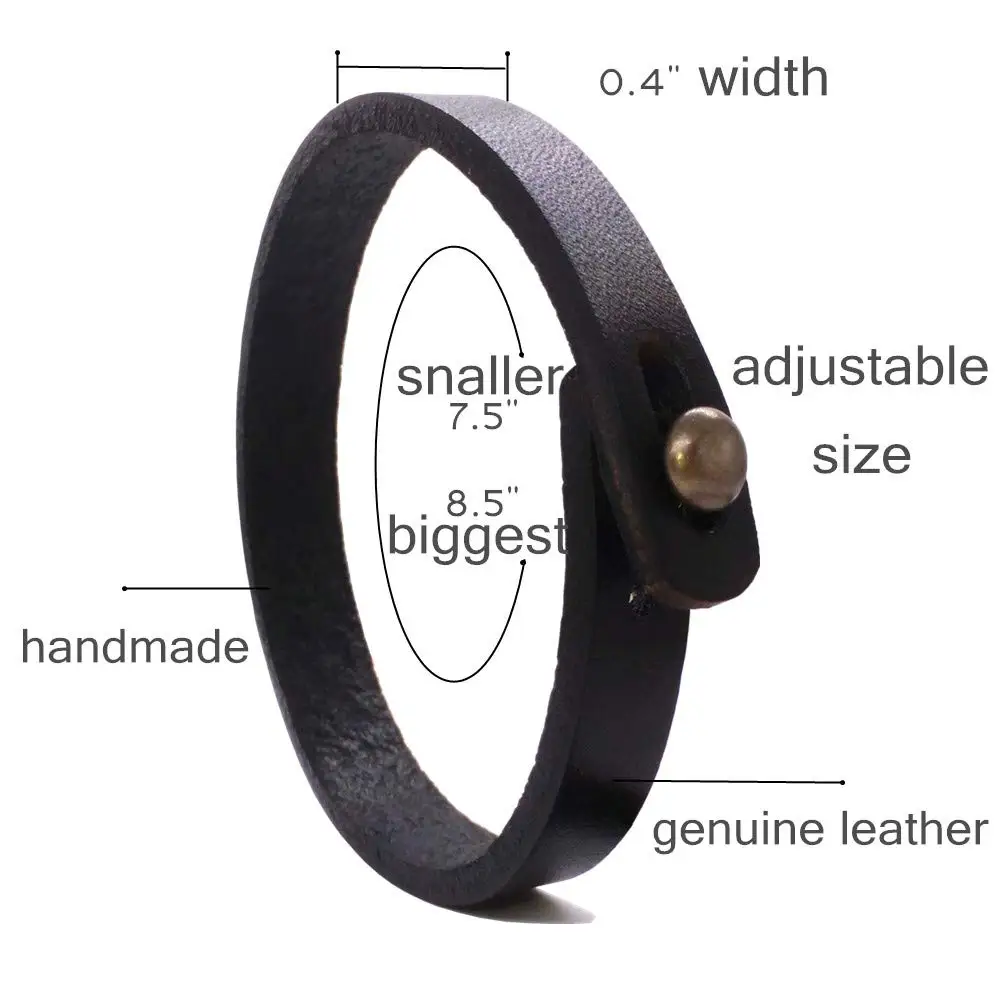 Браслет ручной работы унисекс из натуральной кожи, Регулируемый Браслет-манжета, панк кожаный браслет для мужчин