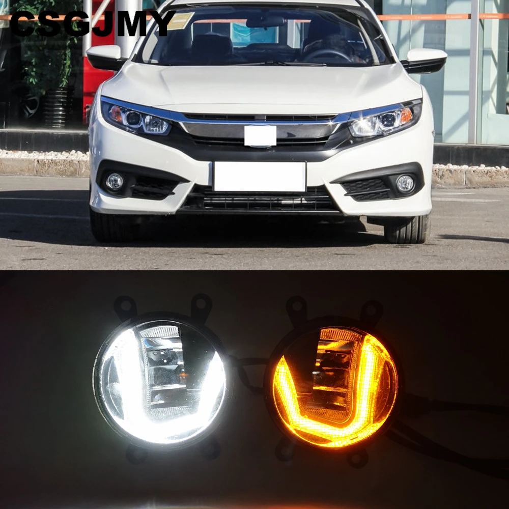 3 IN 1 Functions Auto LED For Honda Civic 2016 2017 2018 DRL Daytime