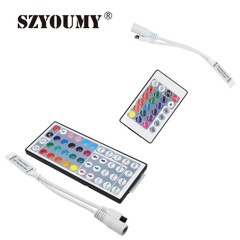 #cheap SZYOUMY 200pcs DC12V 6A 44 Key 24 Key Mini LED IR RGB Controler For RGB LED Strip LED Lights Controller IR Remote Dimmer