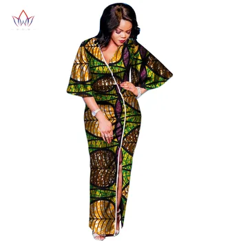 

Summer Fashion African Dresses for Women Dashiki Plus Size African Clothes Vestidos Deep V-Neck Party Dress BRW WY2578