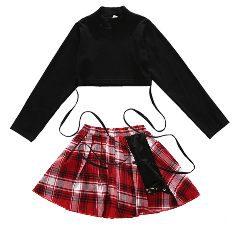 Baby Girl Street Dance Suit Korean Version of The Navel Long-sleeved Shirt Children's Jazz Dance Costumes Children's Clothes