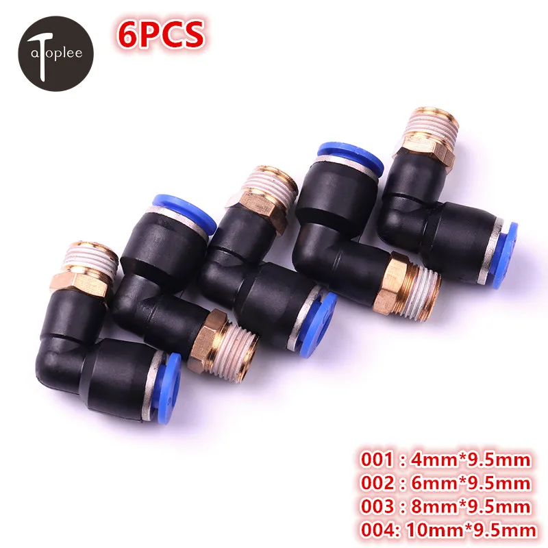 

6PCS 4mm 6mm 8mm 10mm 90 Degree Air Flow Speed Control Valve Pneumatic Thread Elbow Push In Fitting Quick Connector