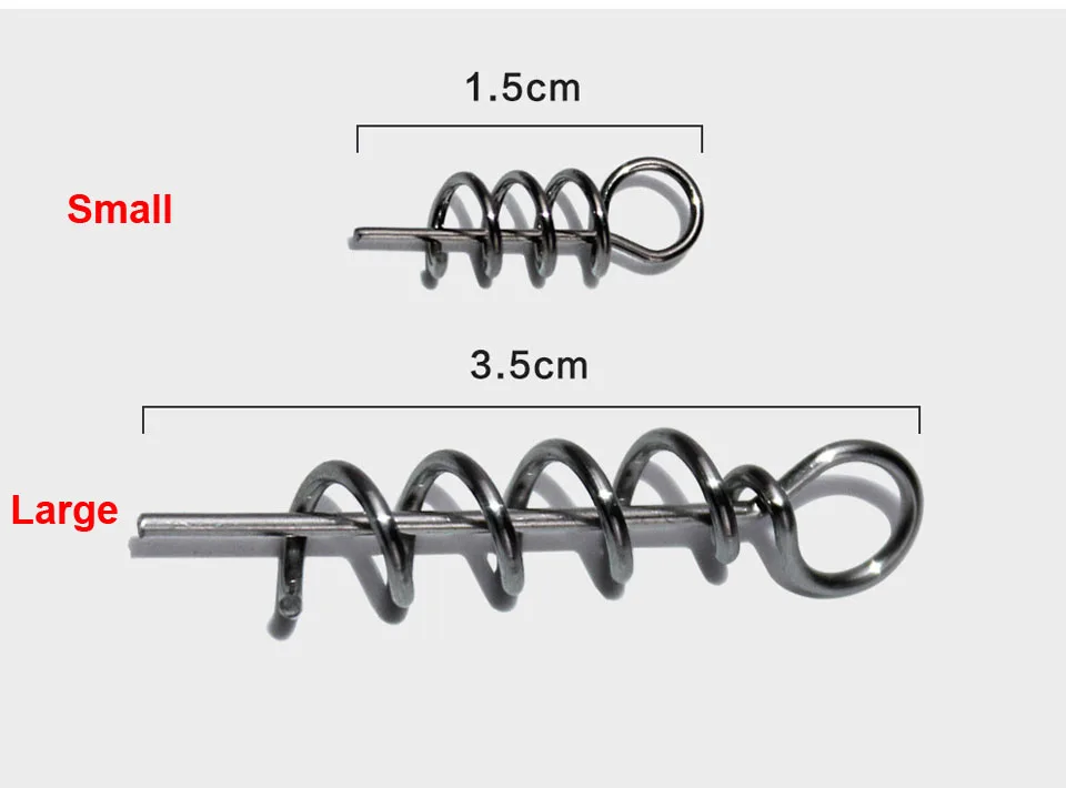 WALK FISH 1.5CM 3.5CM Fishing Hook Centering Pins Spiral Fishing bait Steel Spring Crank Lock for Soft Lure Fishing Accessories