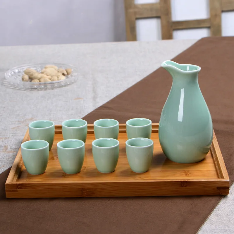 Японский стиль, керамический горшок, Набор чашек для вина, ликера, спиртных напитков, бутылка, фляжка, Набор чашек, винный набор