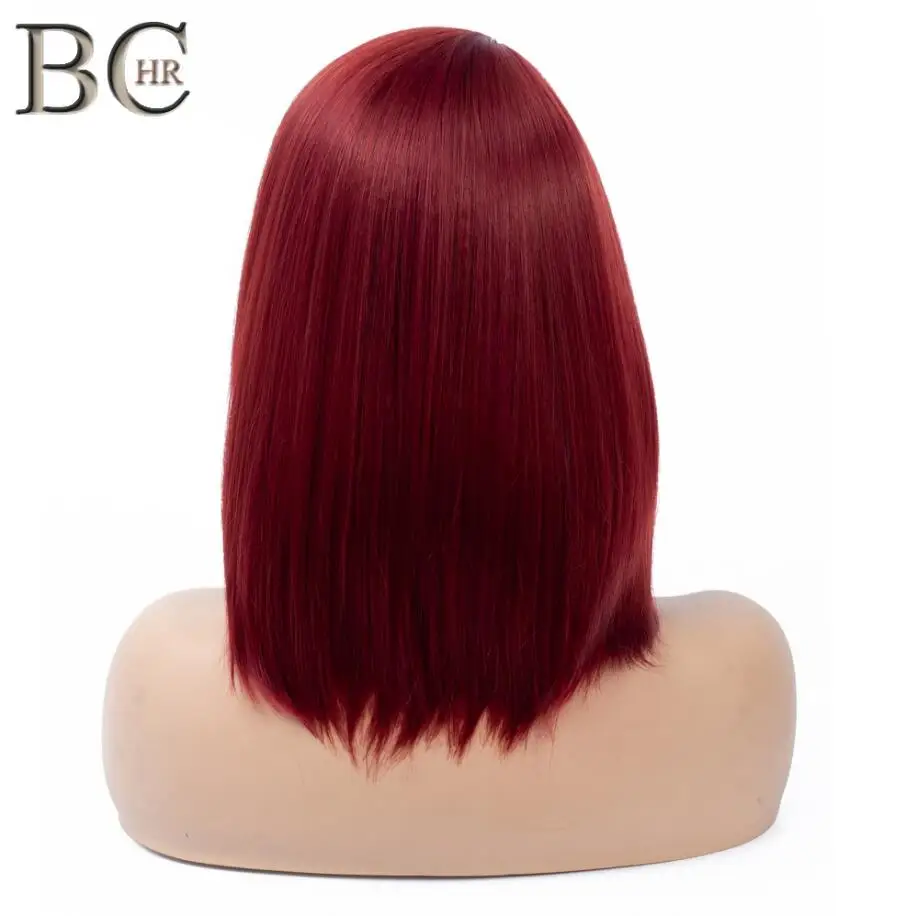 BCHR короткий боб парик Красное вино синтетические парики для женщин боковая часть прямые Косплей парики для вечерние - Цвет: Wine Red