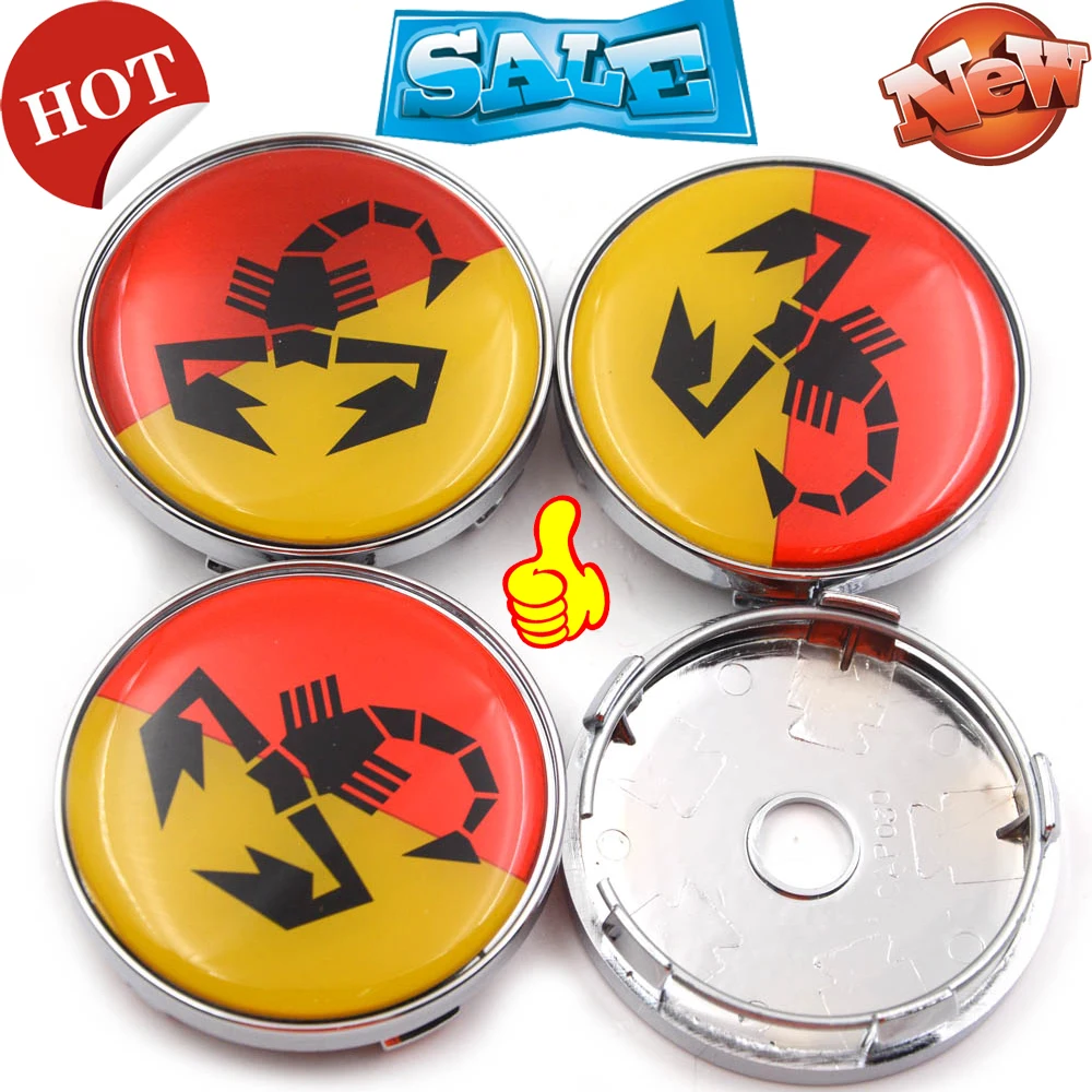 

4pcs 60mm Abarth Car Emblem Sliver Wheel Center Hub Caps Scorpion Auto Wheel Badge Universal Covers for 124 125 125 500 695