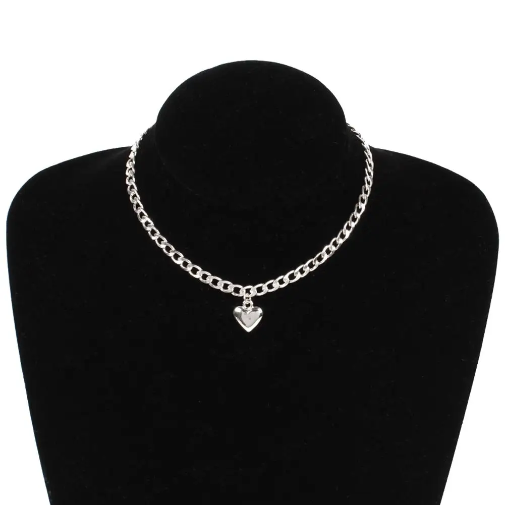 

Fashion Romantic Clavicle Chain Love Heart Pendant Rolo Cable Chain Necklace Charm Choker Women Jewelry for Necklaces Gift 2019