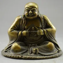 Драгоценные Украшены Старая Медь Жаждал Собственный Будда В Сердце Статуя