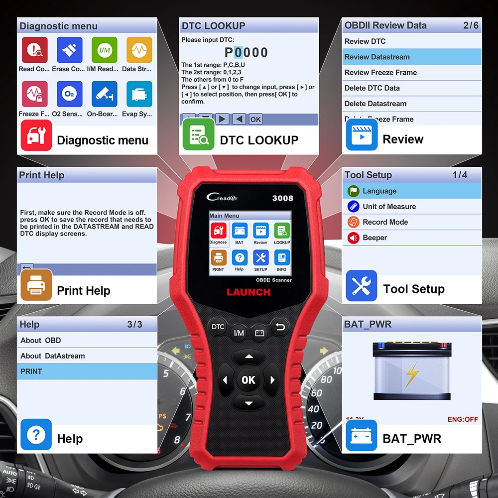 LAUNCH CR3008 Automotive Scanner OBD Car Diagnostic Tool Code Reader