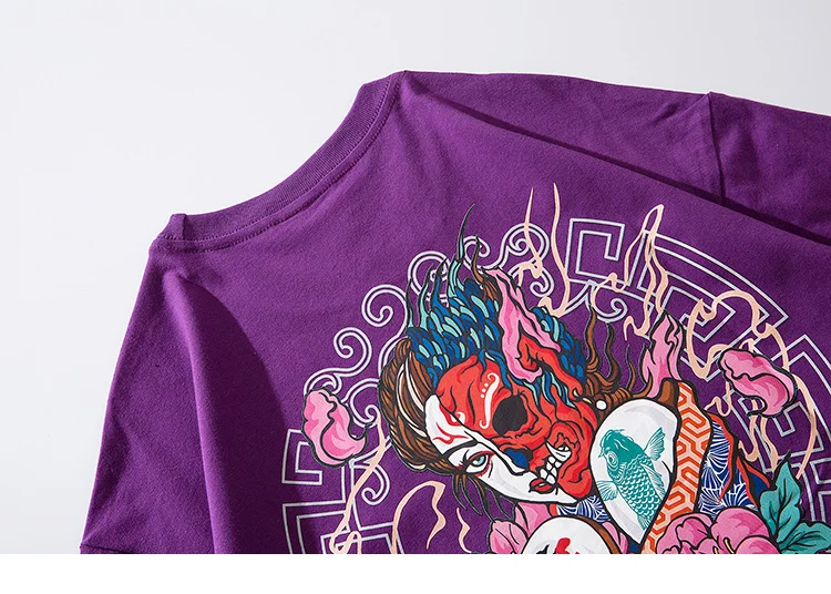 Футболка Харадзюку, Мужская Уличная одежда, принт "добро и злой", хип-хоп футболка с китайским персонажем, футболка с коротким рукавом, топы, футболки из хлопка