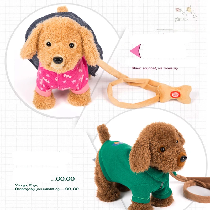 Brinquedos de Música Eletrônicos para Crianças Trela Elétrica Cachorro Marinha Pelúcia Máquinas Controle Remoto Cão Brinquedos Frete Grátis 7 High Quality Brinquedos e hobbies