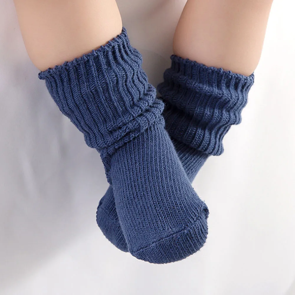 1 пара, хлопковые мягкие однотонные Носки для маленьких мальчиков и девочек младенцы, малыши, дети, детские однотонные носки не скользящие по полу носки, стопка