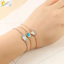 Csja модный браслет из цепочки Краб Животное круглый Опал циркониевые амулеты бусины регулируемые звенья браслеты океан Стиль Ювелирные изделия для женщин G103