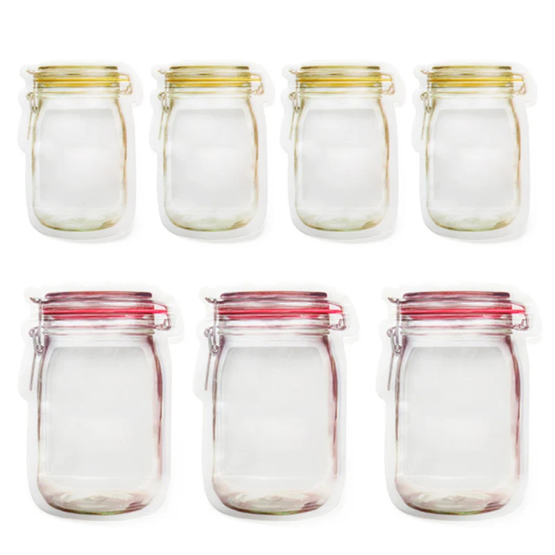 7 шт Jar мешки на молнии Многоразовые пакеты для упаковки закусок еды Пакеты