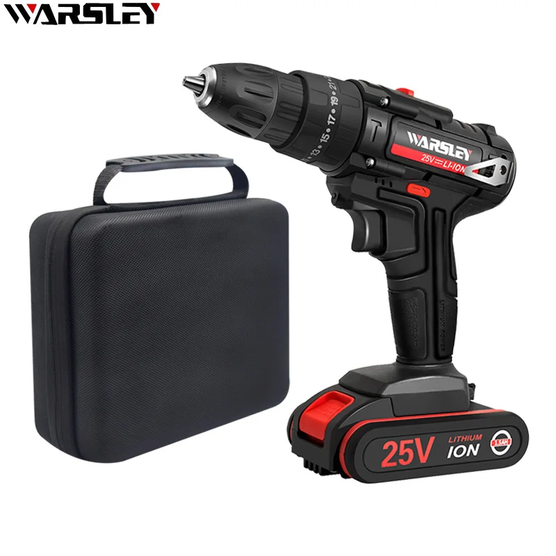 

25V Power Tool Cordless Drill Impact Drill Multi-Function Electric Screwdriver 2 Speed + Cloth Tool Bag
