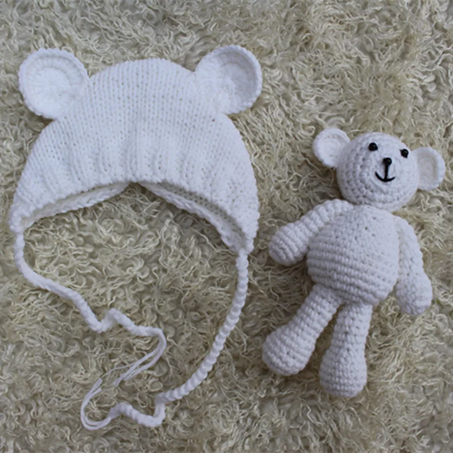 Шапочка для новорожденных и шапочка с милым медведем из мультфильма, подарок на фото для девочек и мальчиков