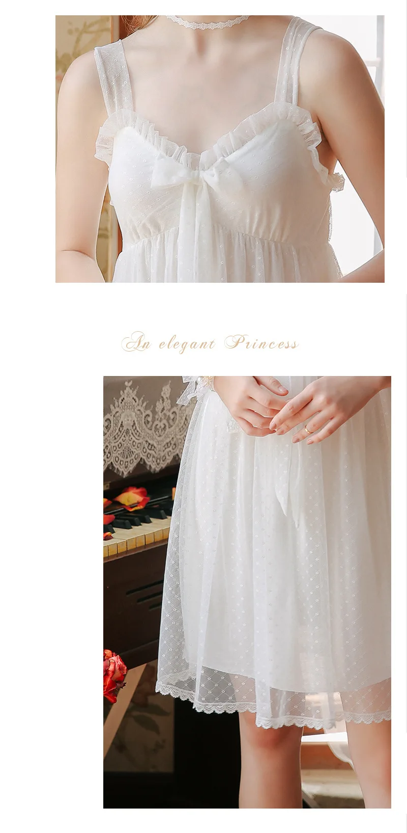 Летняя брендовая Пижама Для женщин одежда для сна нейлоновые ночные рубашки Крытый Костюмы; хлопковая домашняя обувь белое платье Ночная рубашка "принцесса"