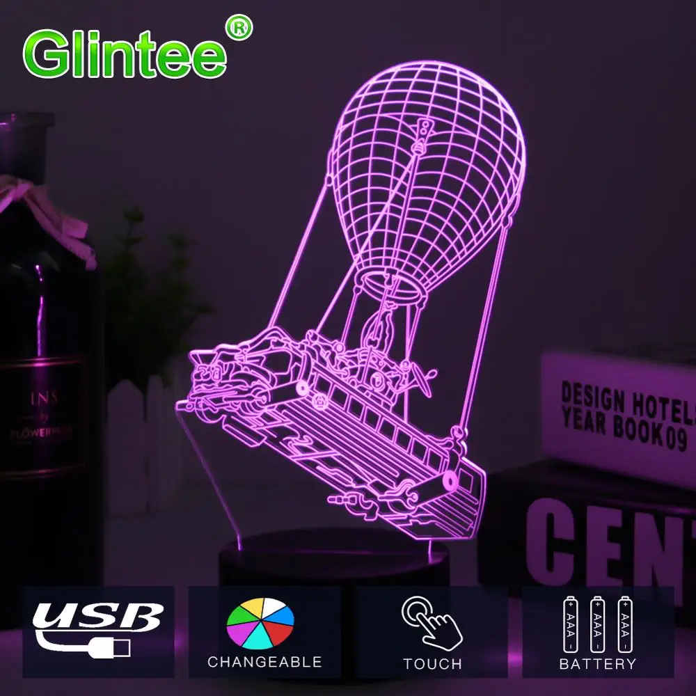 fortnite game 3d lamp battle bus rgb mood lamp 7 color light base hot air balloon - what is the main color of the fortnite bus